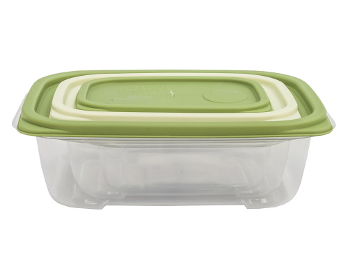 Набор из 3-х пищевых контейнеров с крышкой от 0.3 л до 1.1 л, прямоугольные, Plover