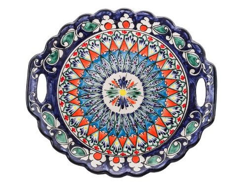 Блюдо Ляган "Риштанская керамика", с ручками, Ø 31 см 