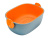 Дуршлаг с миской 2 в 1 овальный, пластиковый, 2.5 л, синий/оранжевый