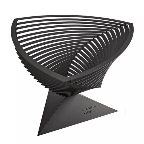 Костровая чаша,  Очаг - 7, спиральной формы из горизонтальных стальных ламелей, Russia Grill