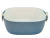 Дуршлаг с миской 2 в 1 овальный, пластиковый, 2.5 л, синий/белый