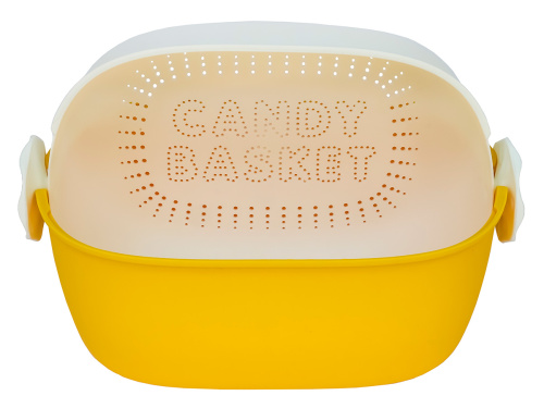 Дуршлаг с миской 2 в 1 овальный, пластиковый, 2.5 л, желтый/белый