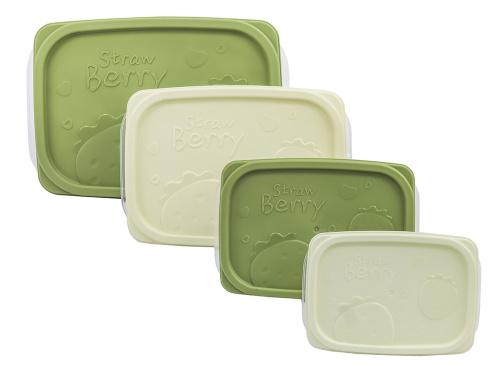 Набор из 4-х пищевых контейнеров с крышкой от 0.2 до 2 л, прямоугольные, Plover