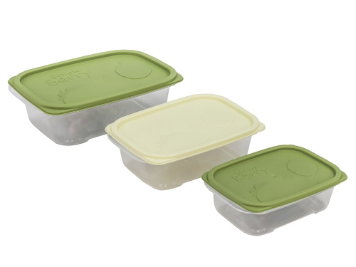 Набор из 3-х пищевых контейнеров с крышкой от 0.5 л до 2 л, прямоугольные, Plover