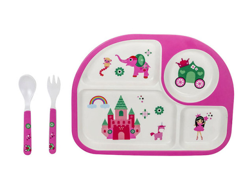 Набор детской бамбуковой посуды для кормления "Принцесса", 3 предмета