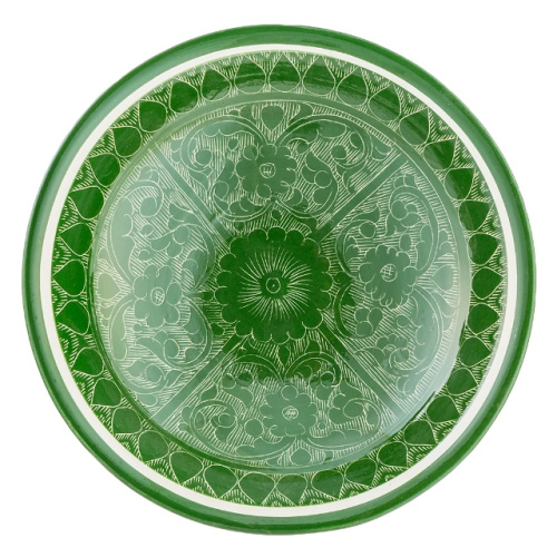Блюдо Ляган "Риштанская керамика", Зеленый, Ø 24 см