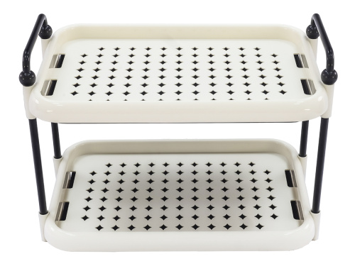 Этажерка универсальная на ножках с поддоном, прямоугольная с ручками, 2 яруса, 37х26х28 см, Plover