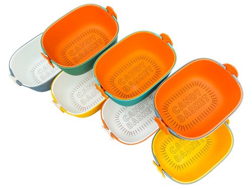 Дуршлаг с миской 2 в 1 овальный, пластиковый, 2.5 л, желтый/белый